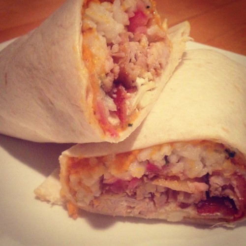 sweet potato puree and chicken burrito