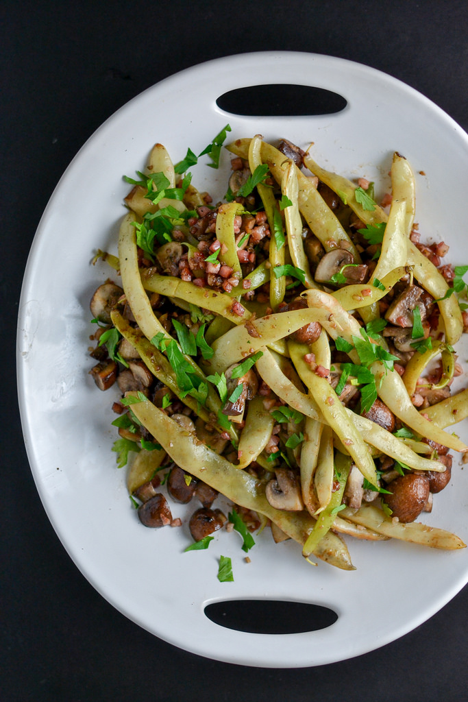 Dragon Tongue Beans with Pancetta and Mushrooms Things I Made Today
