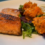 ruby red trout with rosemary sweet potato mash