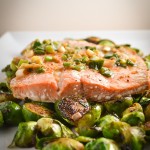 ginger scallion salmon with brussels sprouts