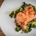 yogurt and sriracha marinated chicken & ginger kale gratin