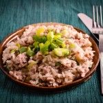 Scallion and Bok Choy Coconut Rice with Pork