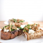 Morel, Spinach, and Goat Cheese Toasts