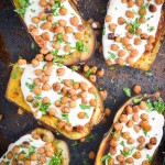 Roasted Eggplant and Chickpeas with Yogurt Tahini Sauce