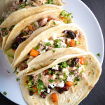 Roasted Root Vegetable and Chicken Tacos with Chili Mayo