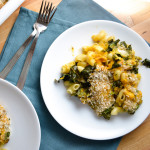 sweet potato, greens, and pasta casserole