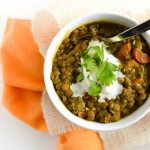 coconut sweet potato and green lentil stew