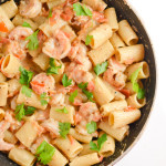 Shrimp Rigatoni with Tomato White Wine Sauce