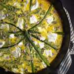 Asparagus and Goat Cheese Frittata over Salad with Chive Flower Vinaigrette
