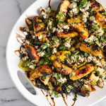 Grilled Summer Squash and Peaches with Blue Cheese and Herbs