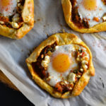 Spicy Tomato and Spinach Galettes with Runny Eggs