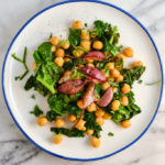 Chickpeas, Spinach, and Roasted Radishes